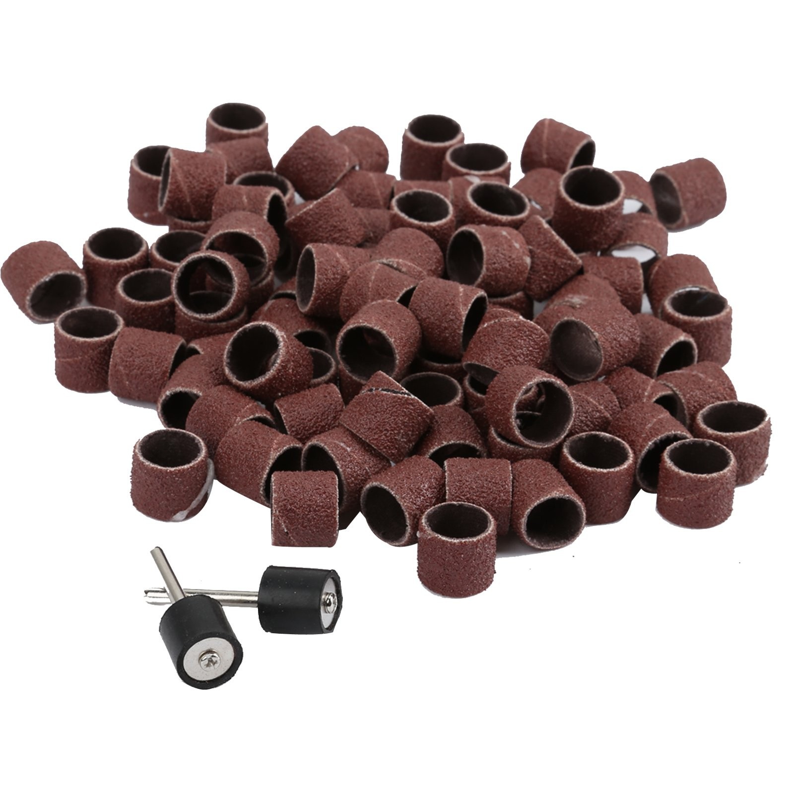 100Pcs Sanding Drum 1/2inch 80 Grit Sand Bands Shank Rotary Tool Kit with 2Pc…