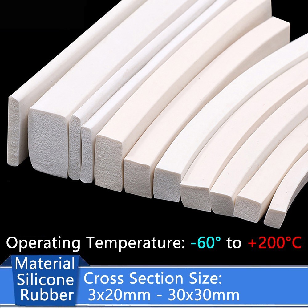White Silicone Sponge Seal Strips Square Foamed Rubber Gasket 3x20mm – 30x30mm