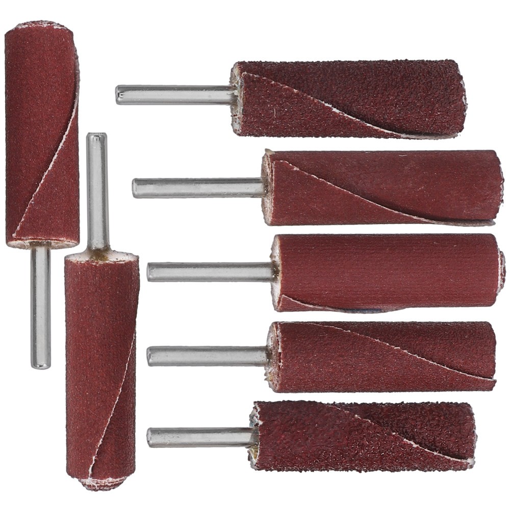 7Pcs Reusable Sanding Drum Kit Cylinder Head Porting Kit Dark Red Polishing Tool