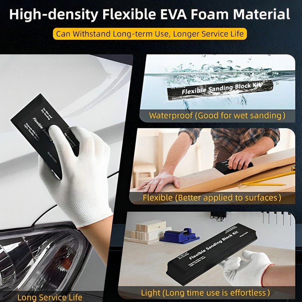 12Pc Sanding Block Kit Flexible EVA Foam Wet or Dry Various Shapes and Sizes NEW