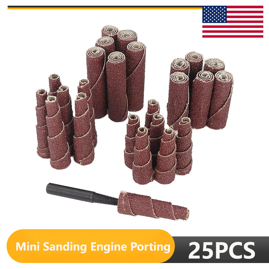 25Pc Mini Sanding Engine Porting and Polishing Assortment Kit with 1/4”Mandrels