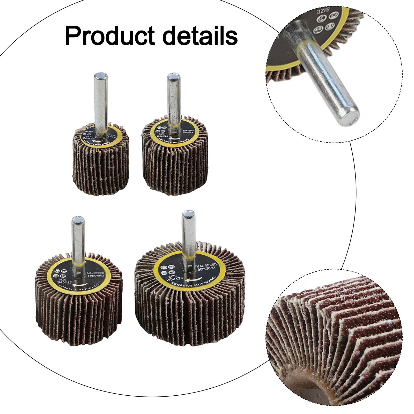 Wide Application Set of 4 Sanding Flap Disc Wheels 80 Grit Rotary Tool