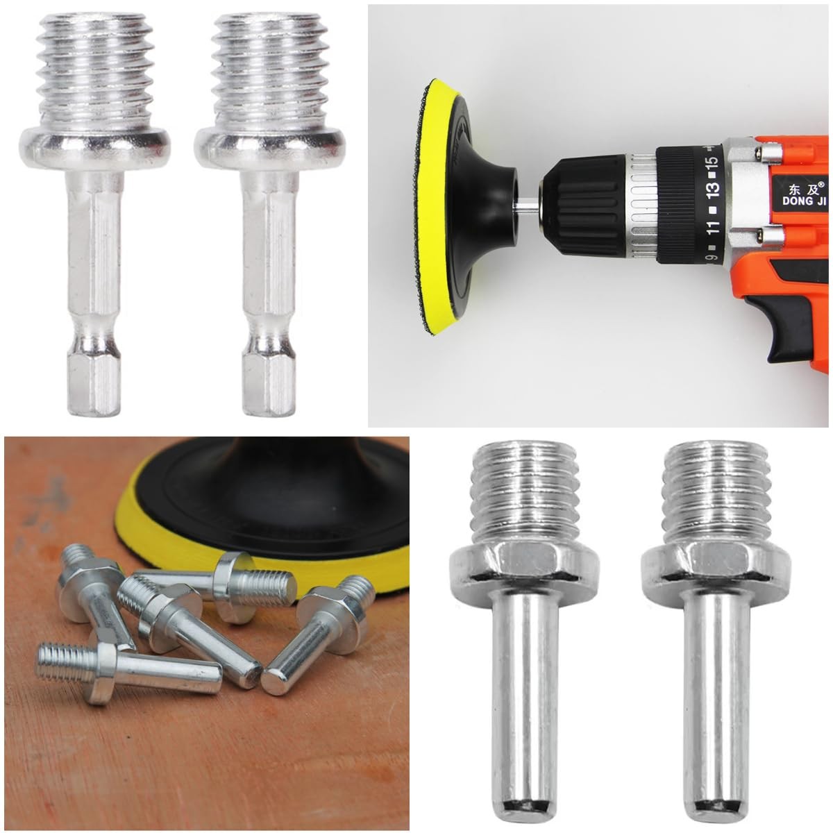 TorSor 6 Pack Buffing Polishing Pads M14 Drill Adapter Screw Bolt Connector…