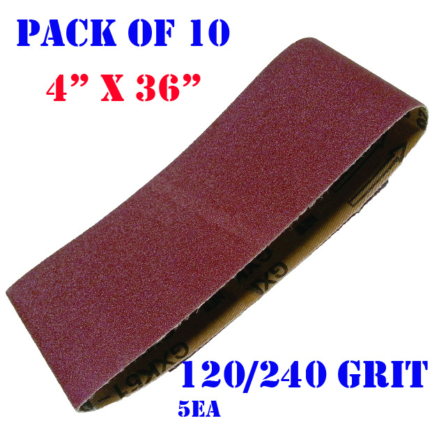 10x Mix 4″ x 36″ Sanding Belts Aluminium Oxide 120/240 Grit Sander Abrasive