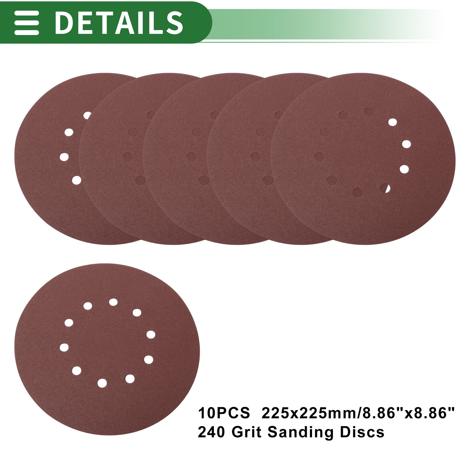 Sandpaper 225x225mm 240 Grit 10 Pcs Red Hook & Loop Sanding Sheets