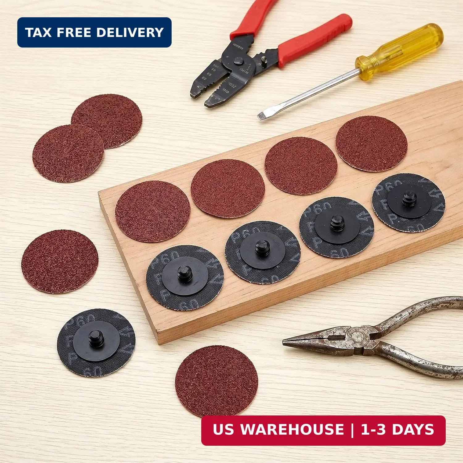 150 Pcs 2 inch Sanding Discs 60 Grit, Quick Change Roll Lock Disc, Die Grinder S