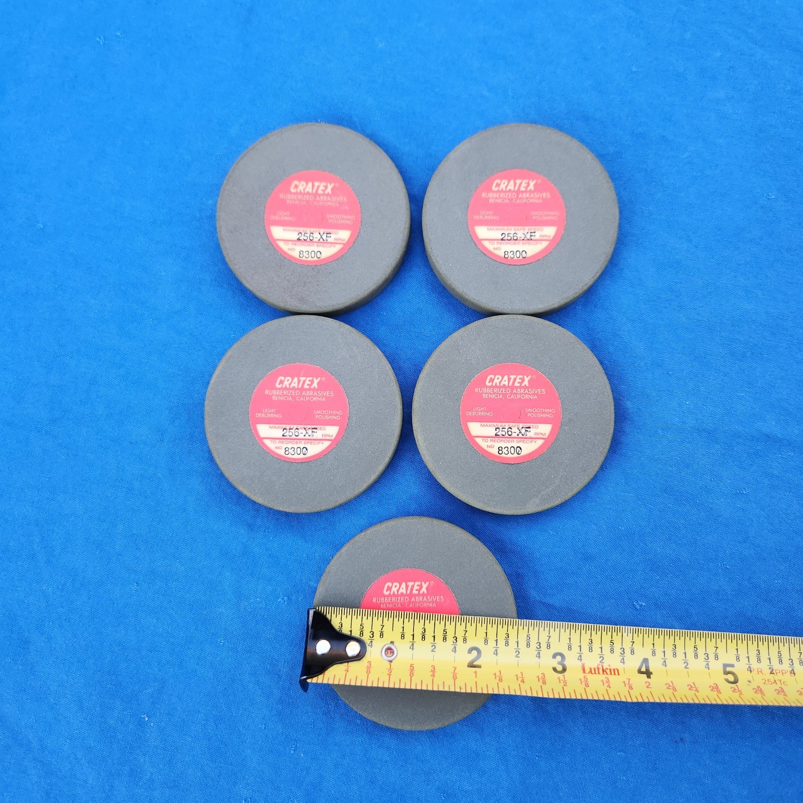 QTY= 5 Cratex 2-1/2″ x 3/8″ x 1/4″ Rubberized Abrasive Wheel 256 XF Extra Fine