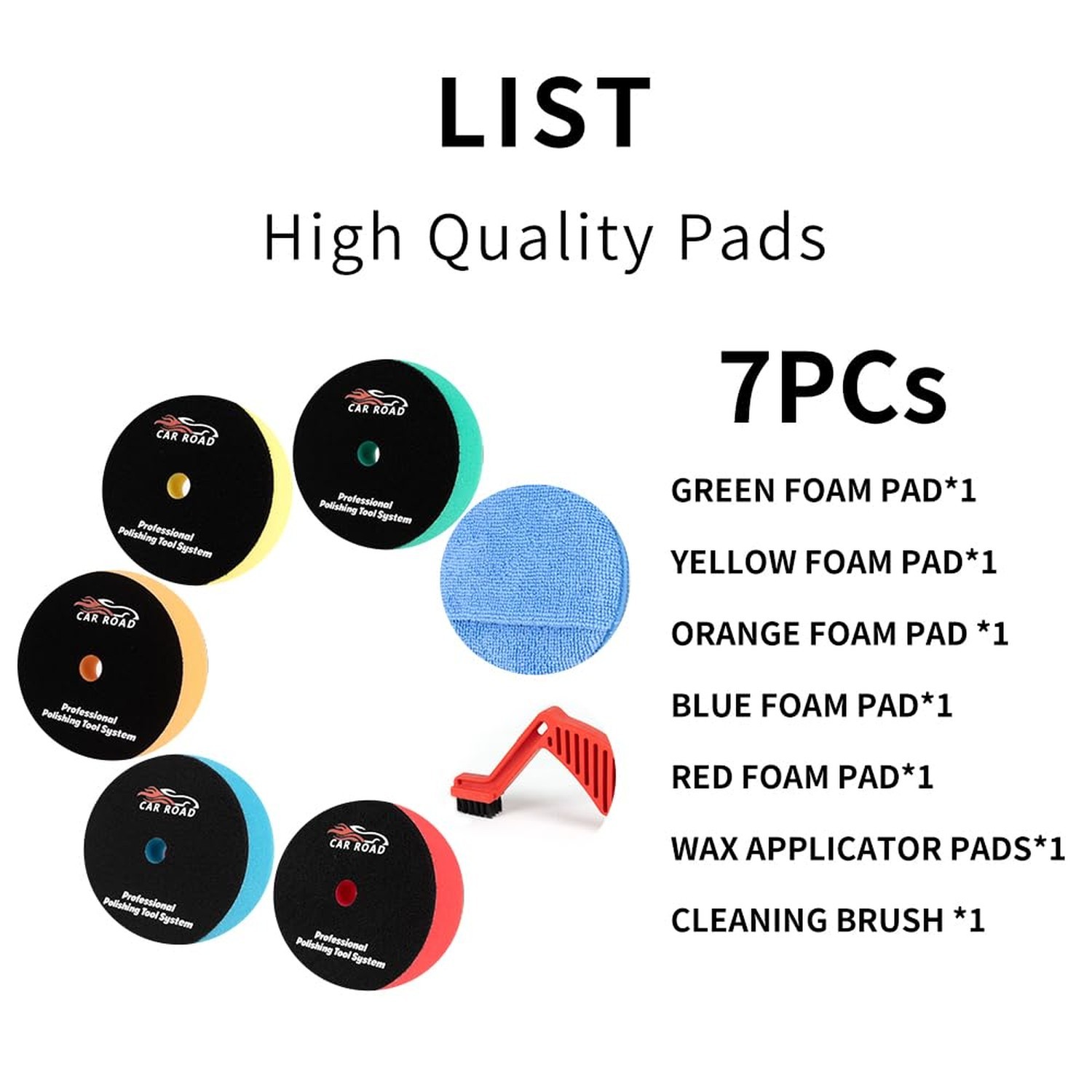 CARROAD 7pc 6.5 Inch Buffing Pads Kit – Heavy Cut to Finishing Foam & Wool Pa…