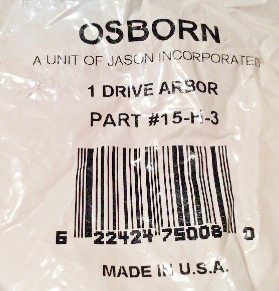 OSBORN Drive Arbor 15-H-3 15H3 25,000rpm 3” Diameter Max