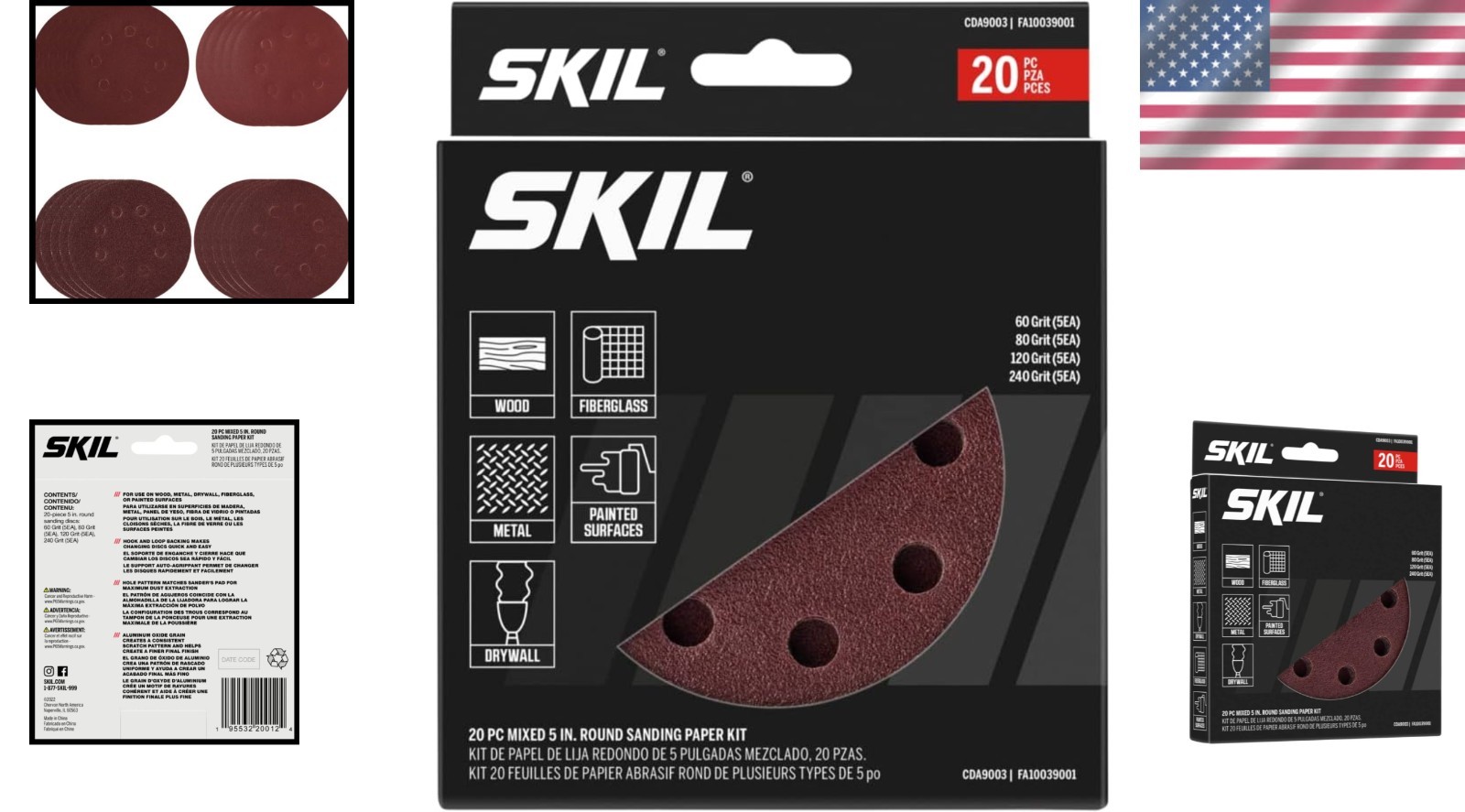5-Inch Round Sanding Discs: Coarse to Extra Fine Grit Kit (20pcs)