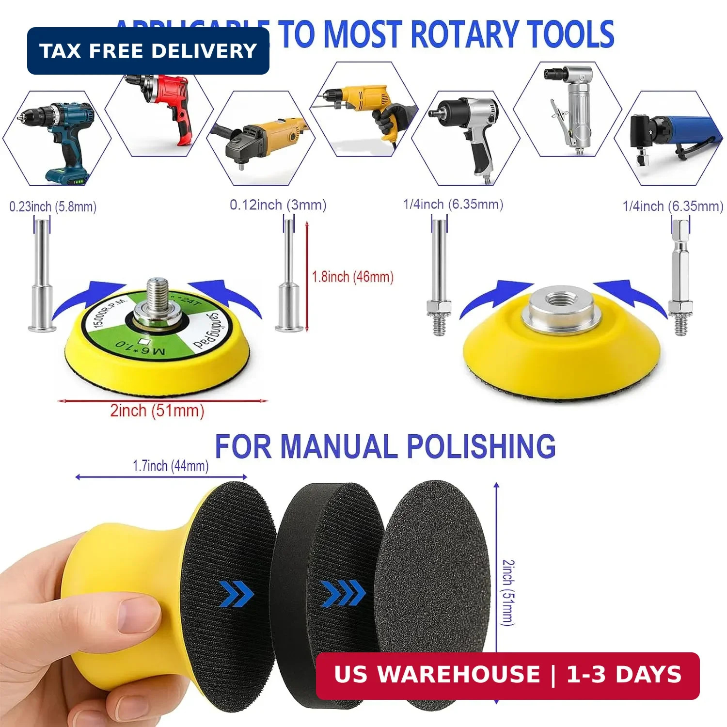 137PCS 2 Inch Sanding Discs Kit, 60-10000 Grit Wet Dry Sandpaper with Hook and L