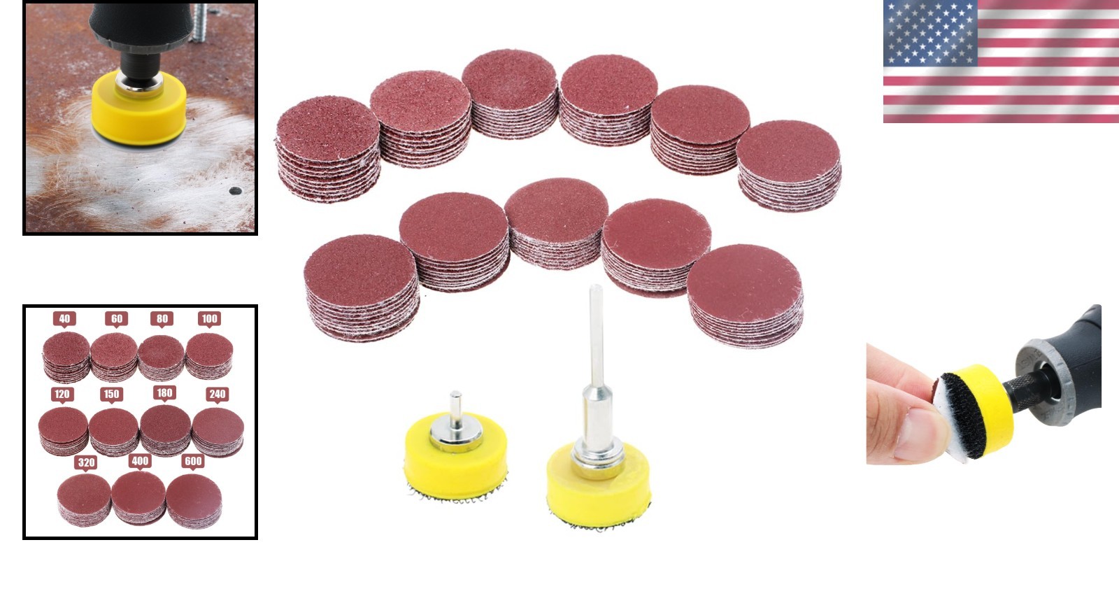 110PCS Sandpaper Discs Set with Fast-Change Hooks for Precision Work