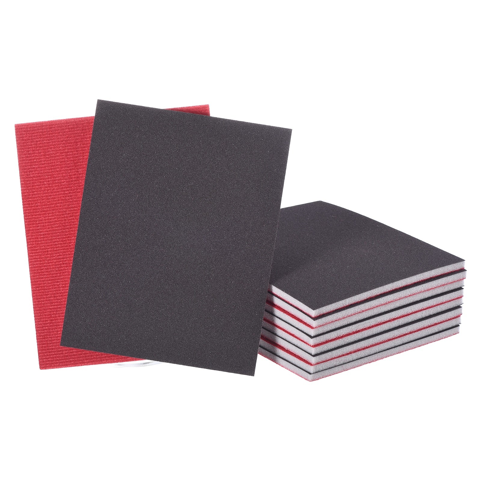 10 Pcs 500-600 Grit 5.5 x 4.5 Inch Hook & Loop Foam Sanding Blocks, Black