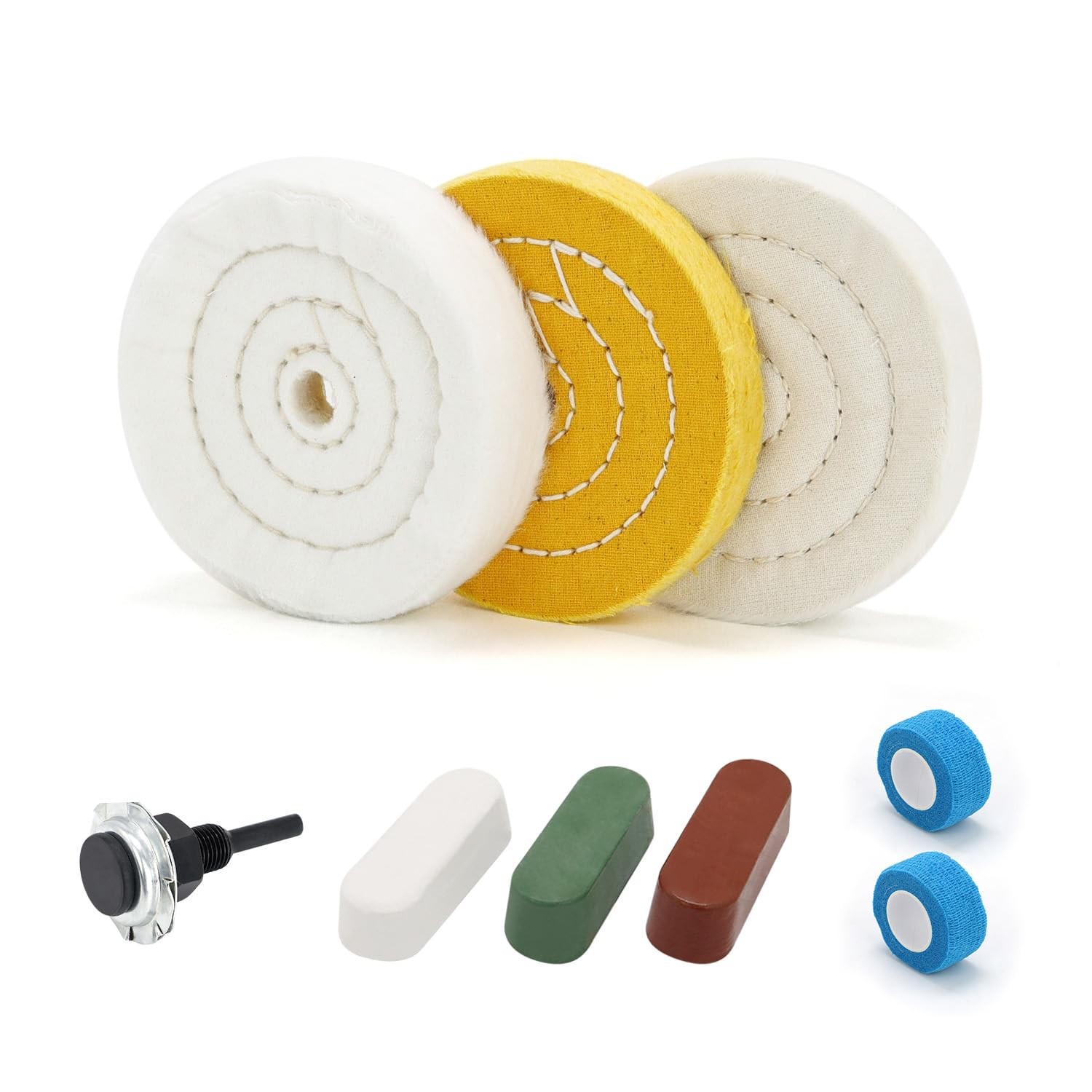 4inch Buffing Polishing Wheel with 1/4″ Shank for Drill, 1/2″ Arbor Hole,Soft…