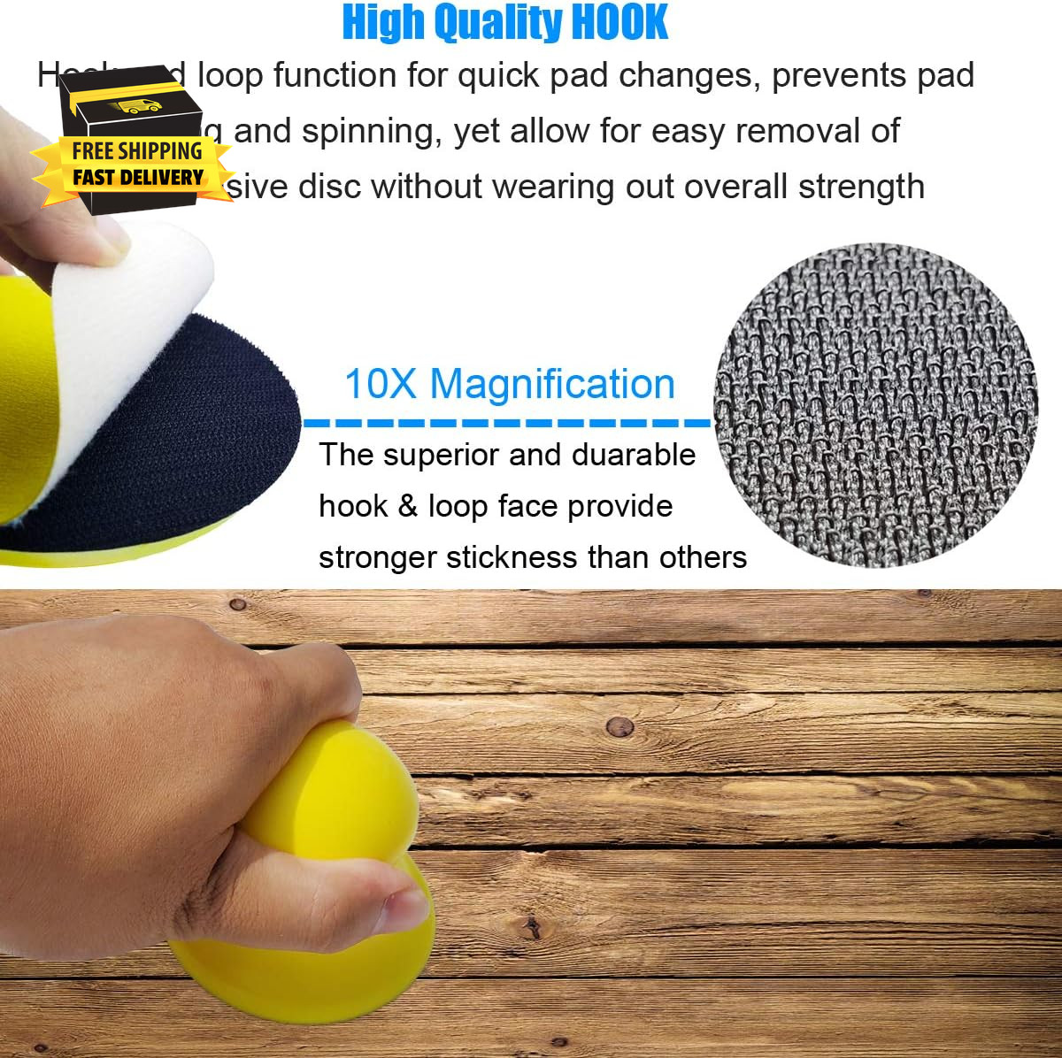 2 Pack 3″ round Hand Sanding Blocks for 3 Inch Hook and Loop Discs Ideal for Woo