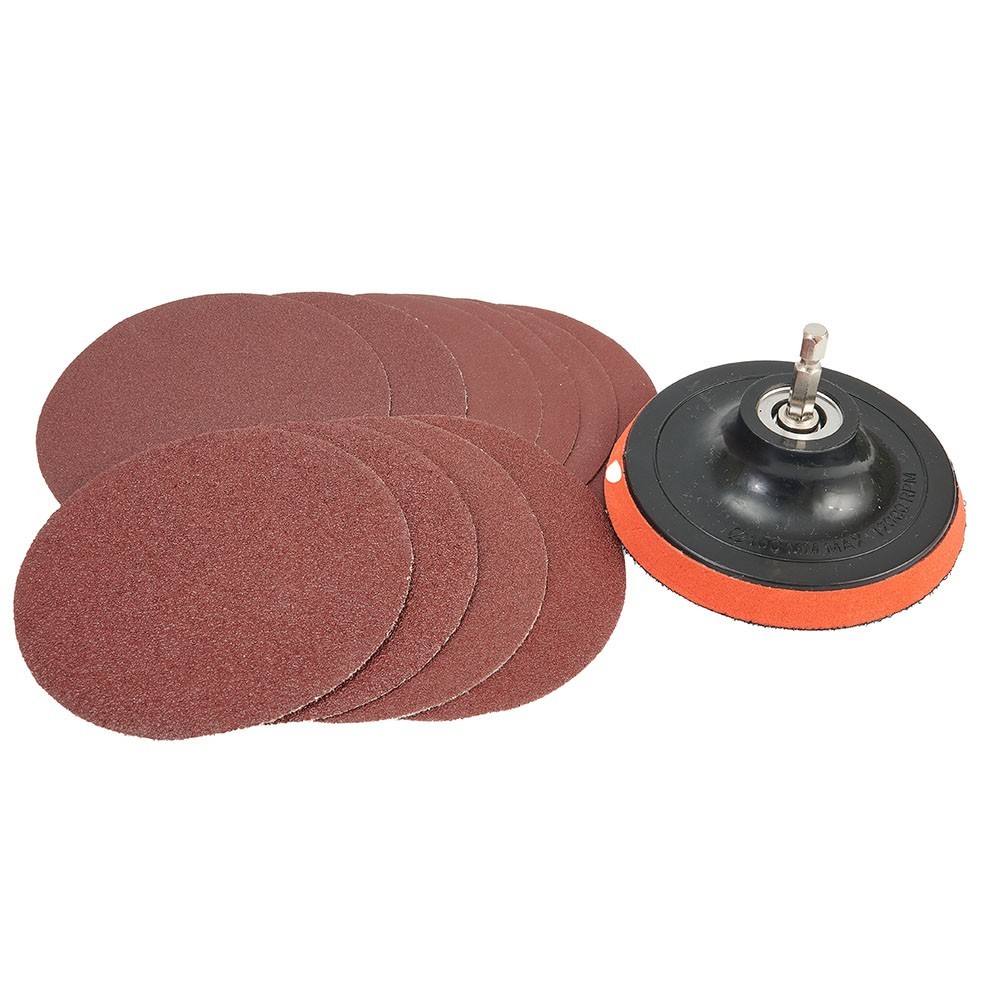 Sanding Disc 12000RPM 4 Inch/100mm With Backing Pad 10pcs Aluminium Oxide Discs
