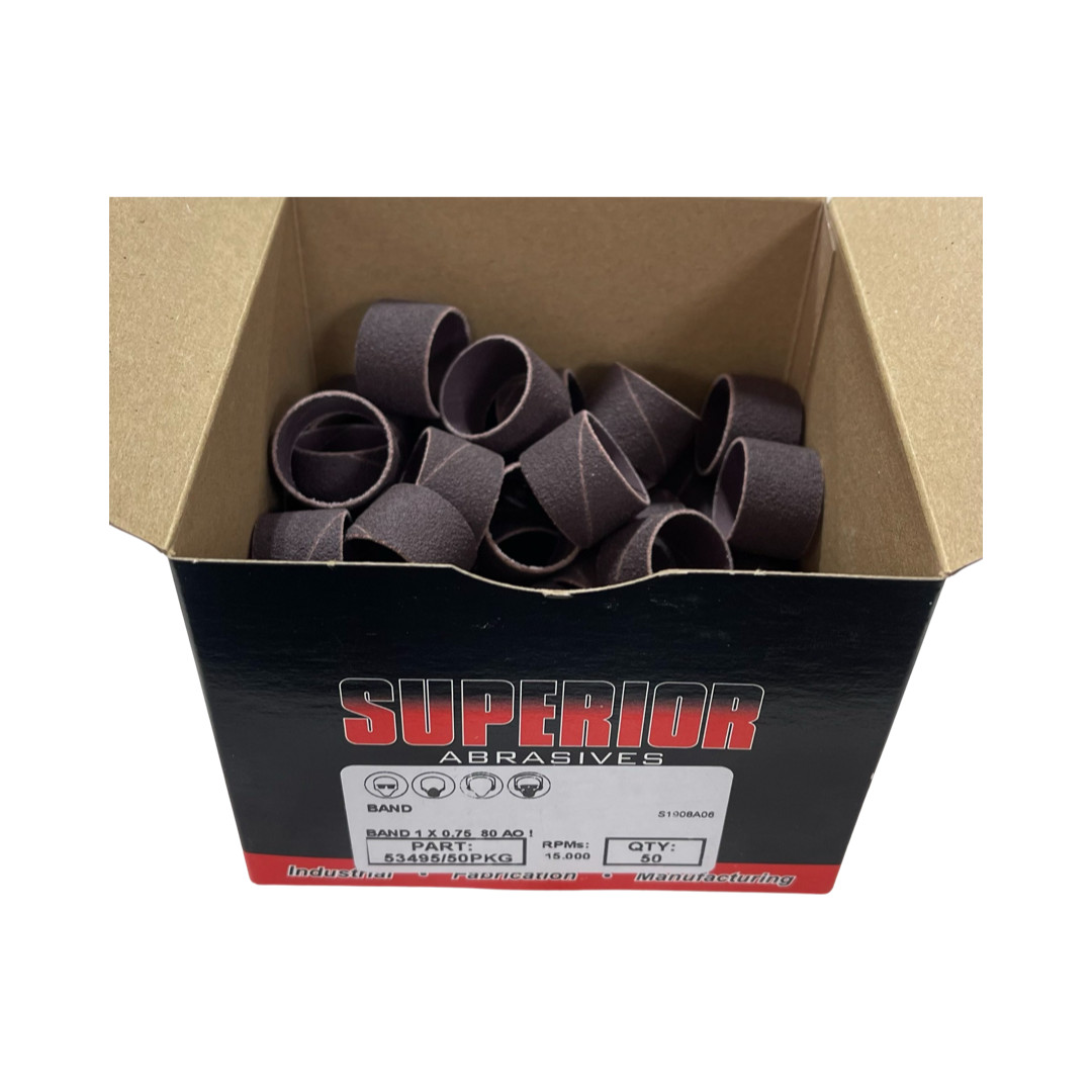 Superior Abrasives 1″ x 3/4″ Abrasive Spiral Bands 80 Grit Aluminum Oxide 50pk
