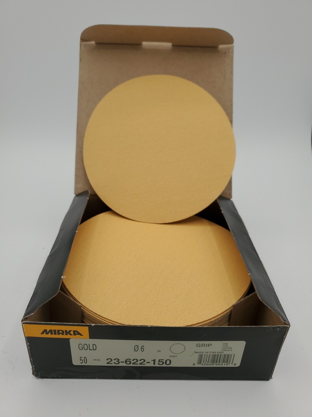 Mirka 23-622-150 Gold 6 In. Vacuum Disc P150, 50 Pieces.
