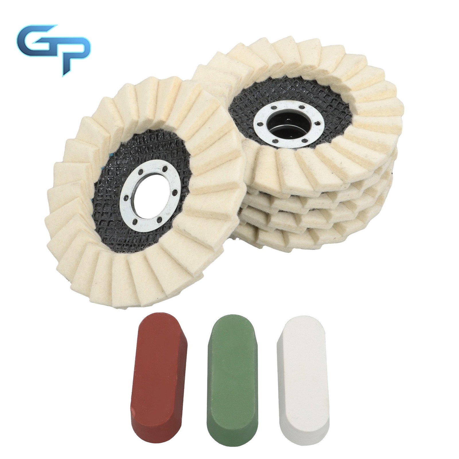 8 Pcs Wool Polishing Wheel Disc Set w/ Buffing Wheel and Compound 4-1/2 X 7/8″