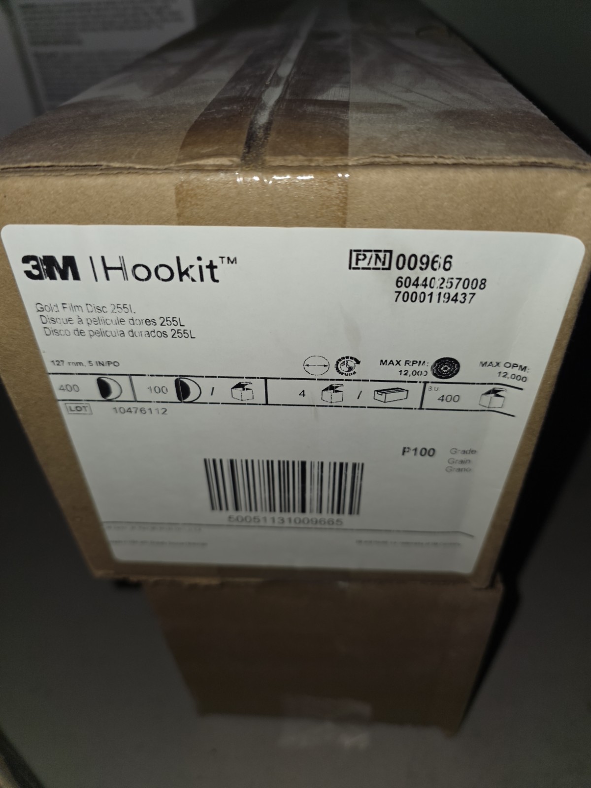 Box Of 400 3M Hookit Gold Film Disc 255L, 00966, 5 in x NH P100