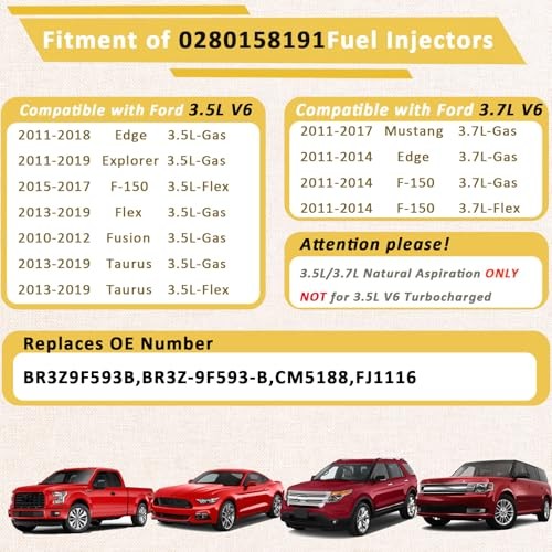 0280158191 OE Performance Fuel Injectors,Compatible with/Ford 3.5L F150