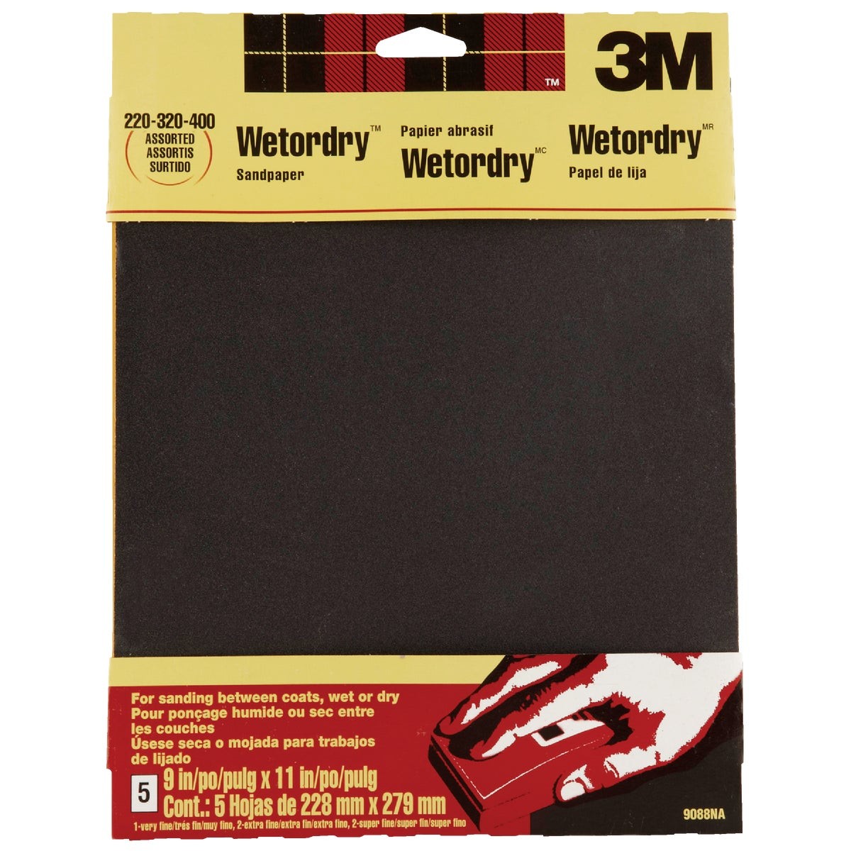 3M Wetordry 9 In. x 11 In. Sandpaper, Assorted Grits (5-Pack) 9088DC-NA 3M