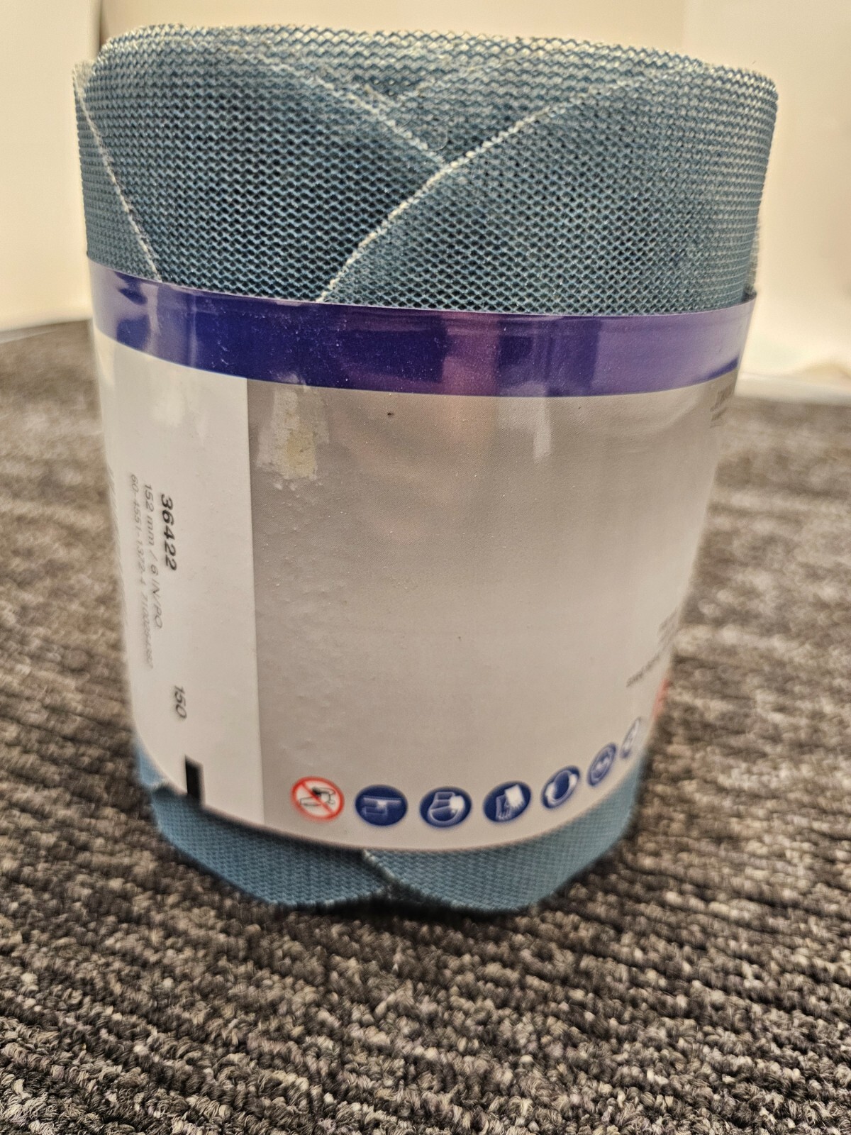 3M 36422 100pc Blue Net Disc Roll 6 in 150+ Grade Virtually Dust-Free Abrasive