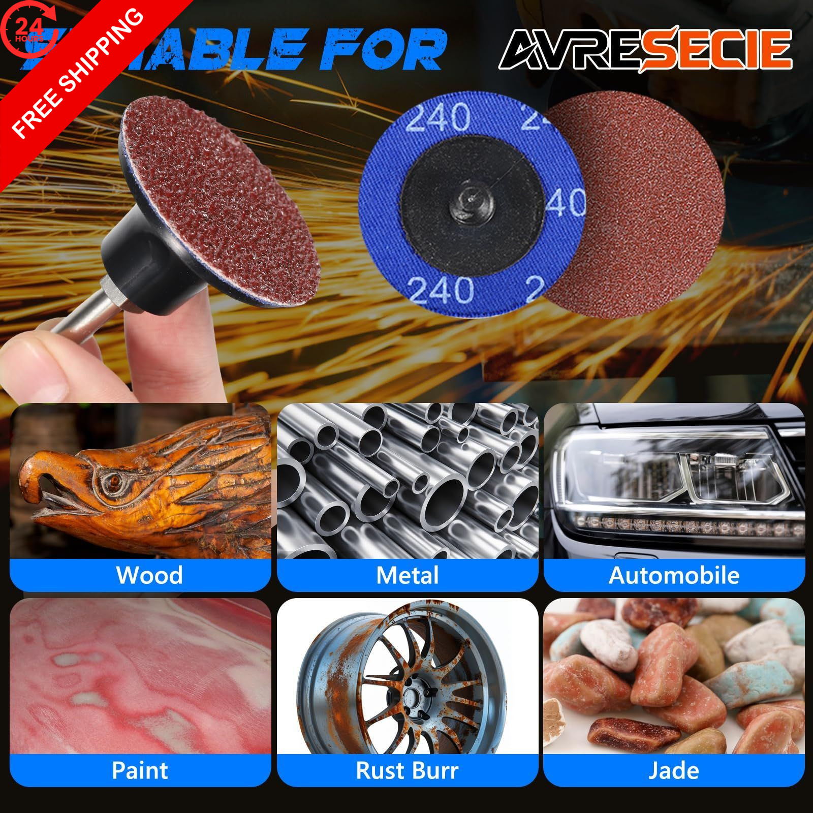 100Pcs 2 Inch Abrasive Cartridge Rolls for Rotary Tool 2 inches