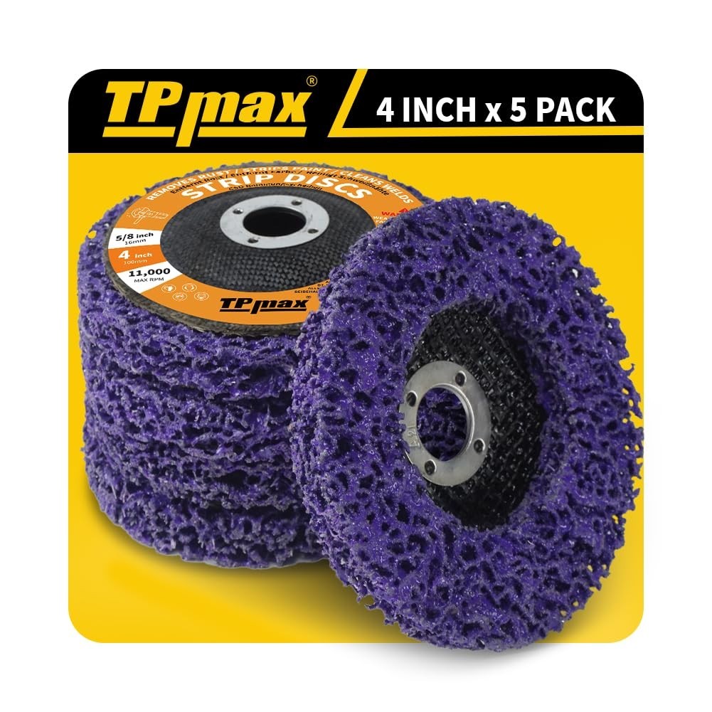 4″ Stripping Discs for Rust & Paint Removal, 5/8″ Arbor, Clean & Polish – 5 Pack
