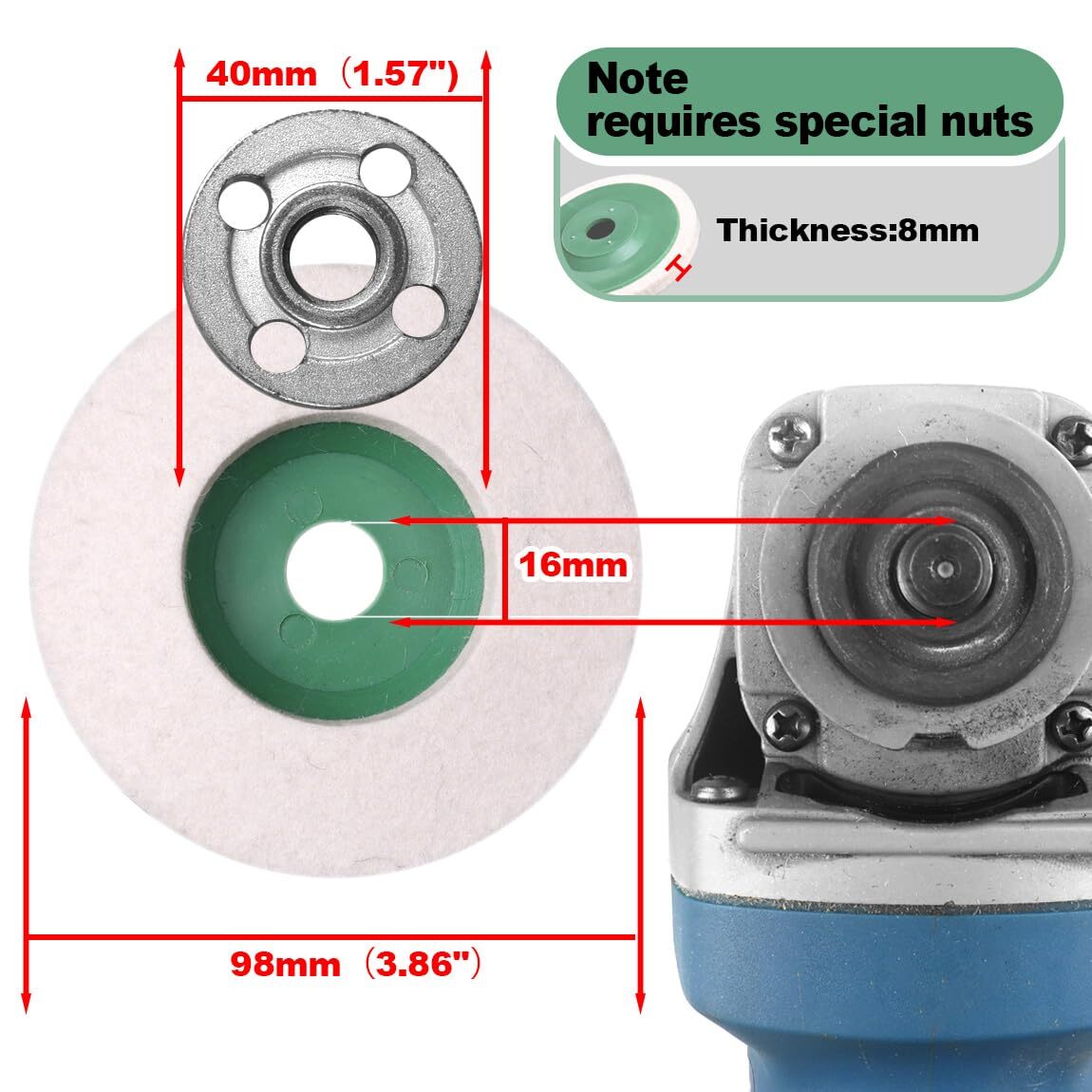 10Pcs 4″ Wool Polishing Discs Finishing Wheel Buffing Pads for 100 Angle Grinder