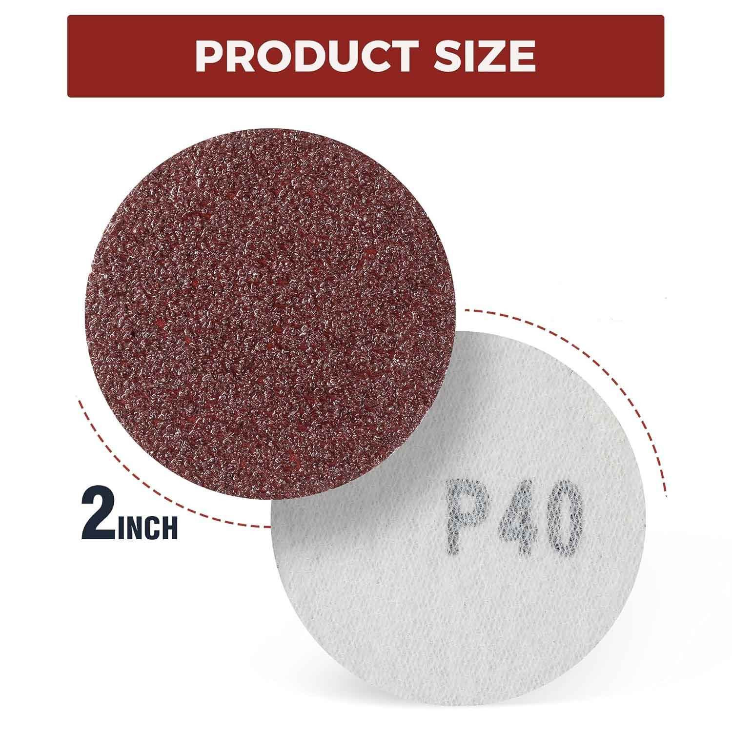 500PCS 2″ 50mm Hook&Loop Sanding Discs P40 No Hole Set for Wood Metal Steel