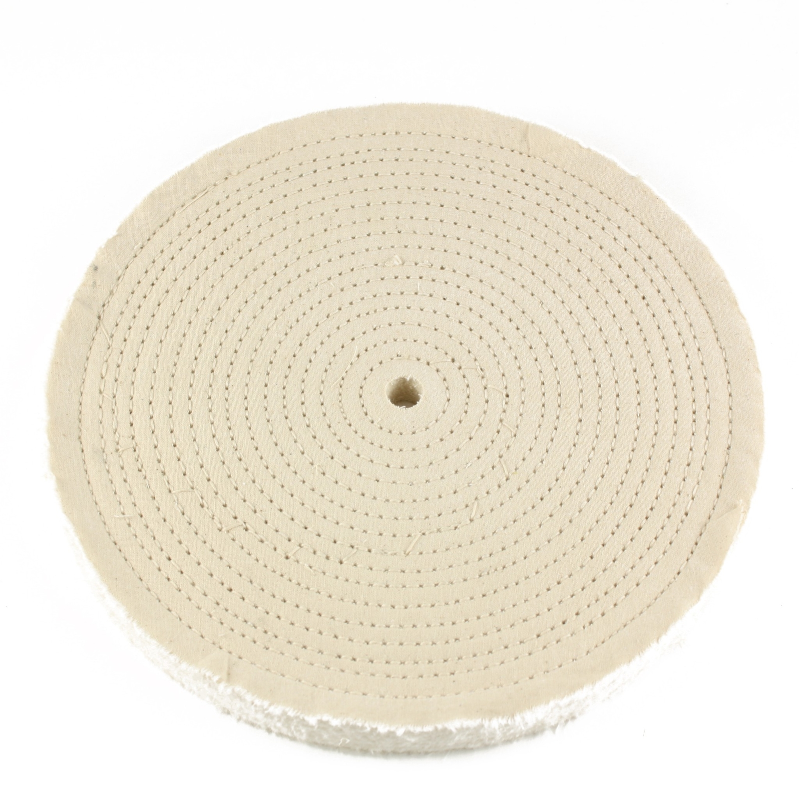 10″ x 1/2″ Arbor Hole – 60 Ply Spiral Sewn Polishing Muslin Cotton Buffing Wheel