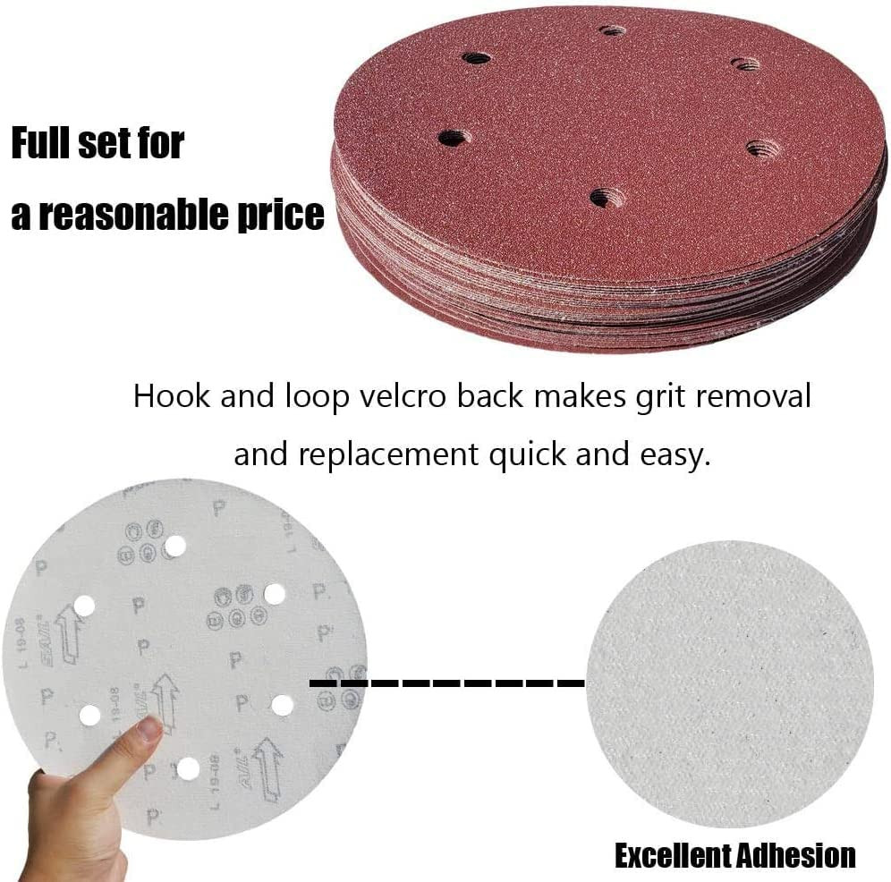 50 PCS 9 Inch 6 Hole 150 Grit Drywall Sanding Discs – 9″ Hook & Loop Aluminum