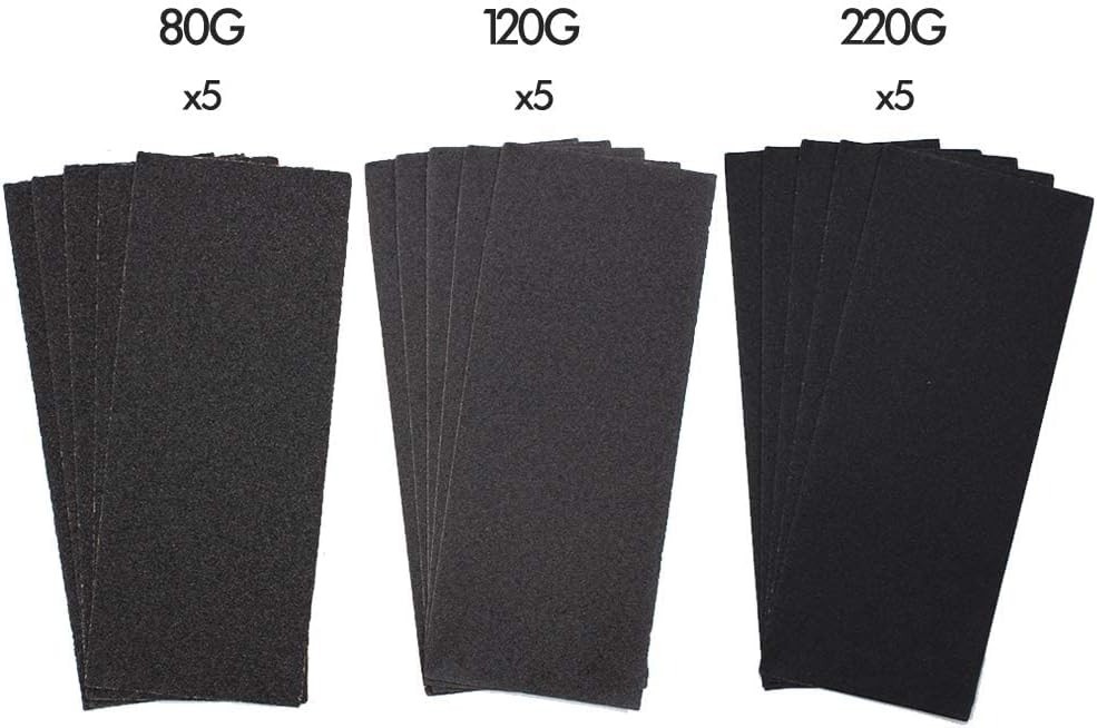 15-Piece Assorted Grit Sandpaper Set for Wood, Metal & Auto Finishing 9 x 3.6 in