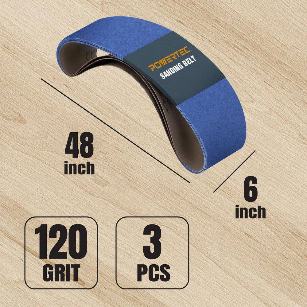 6 X 48 In. Zirconia Sanding Belts Assortment, 3-Each of 36/60/120 Grits for Benc