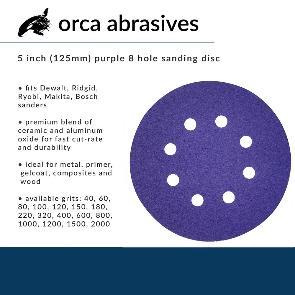 Ultra Durable Ceramic Sanding Discs, 5 inches 8-Holes, Heavy-Duty Hook & Loop…