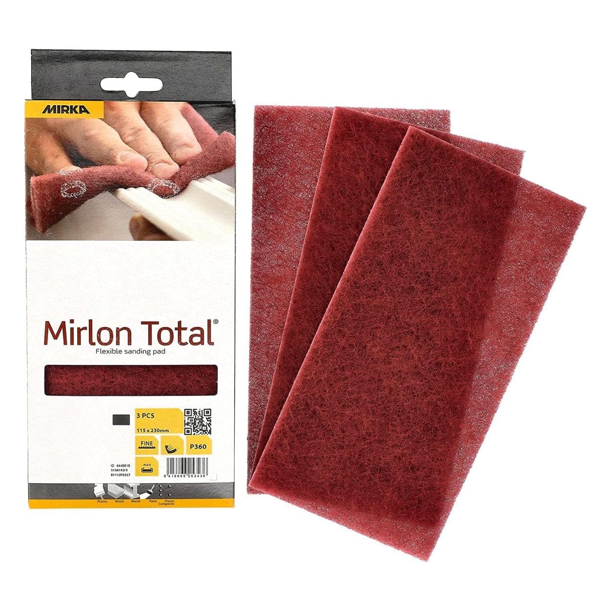 Mirka Handsanding Pad Mirlon Total Scuff Very Fine Grit 360 – Fine, Red