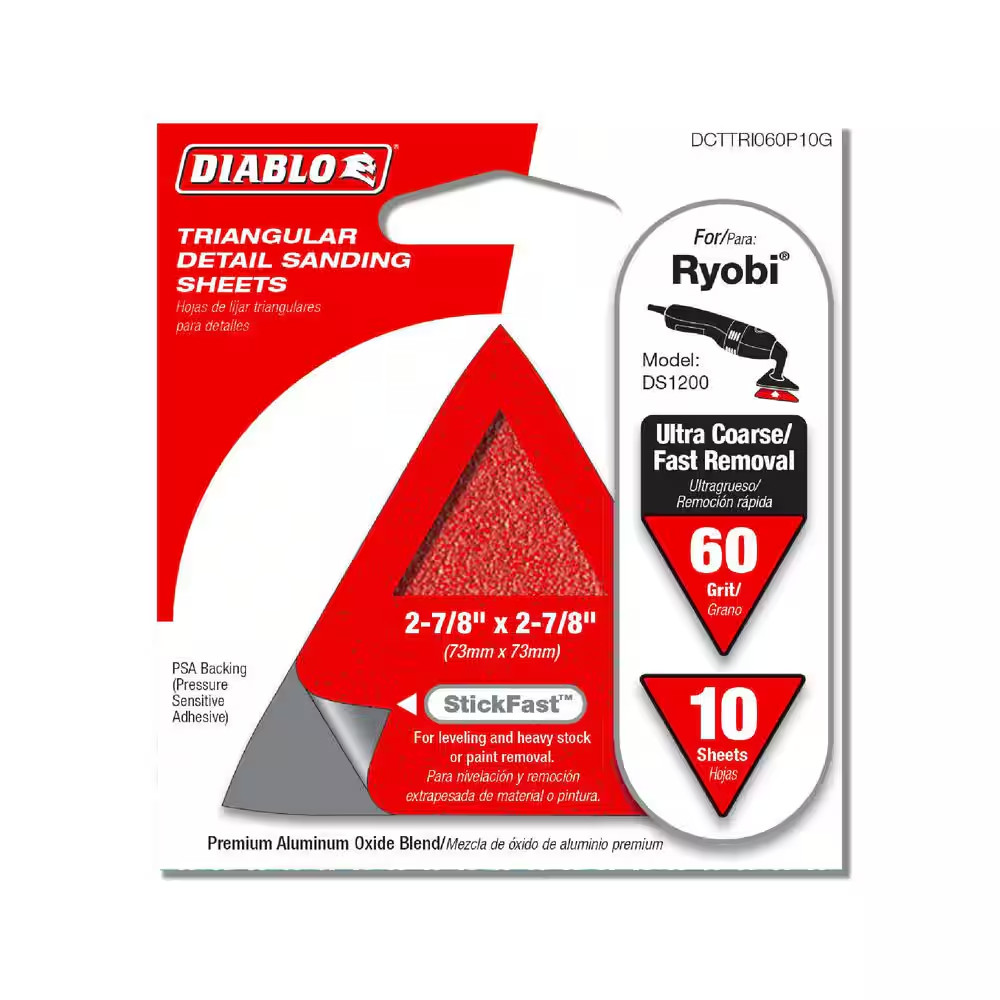 2-7/8 In. X 2-7/8 In. 60-Grit Stickfast Triangular Detail Sanding Sheets