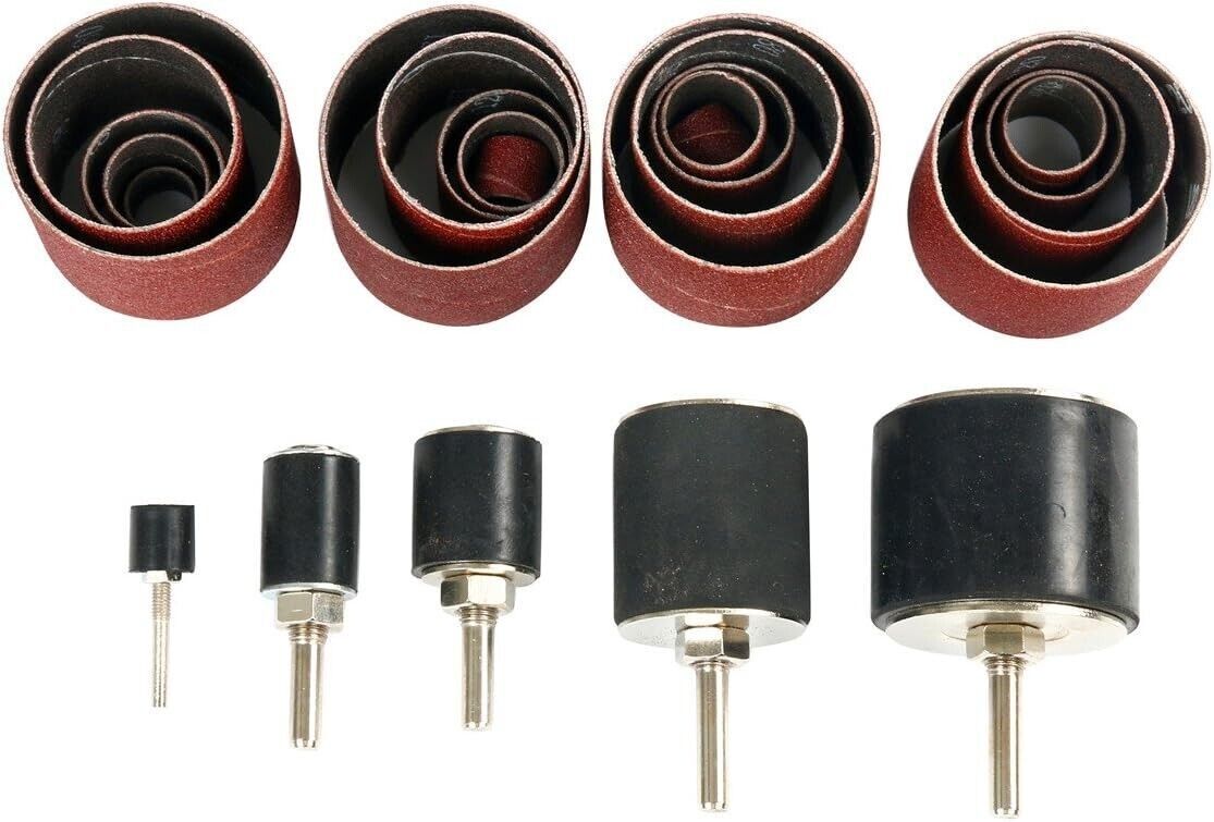 25Pcs Sanding Round Drum Set for Woodworking Drill Press Sander Sleeves Tool Kit