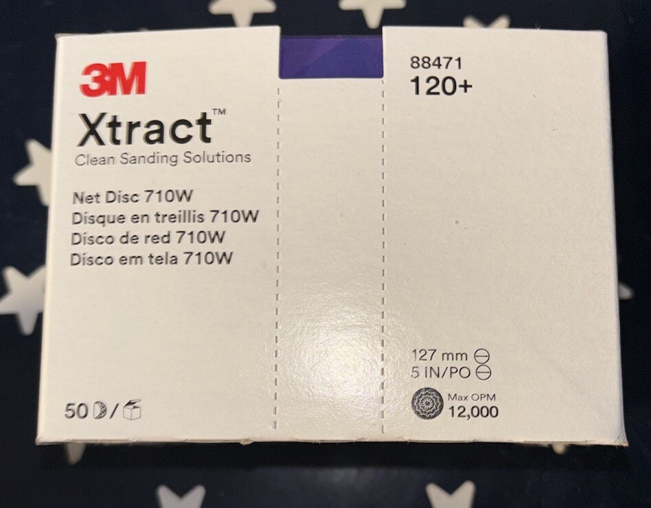 3M 5” Xtract Clean Sanding Solutions Disc 710W 120+ Grit/Grade 88471 50 Pads