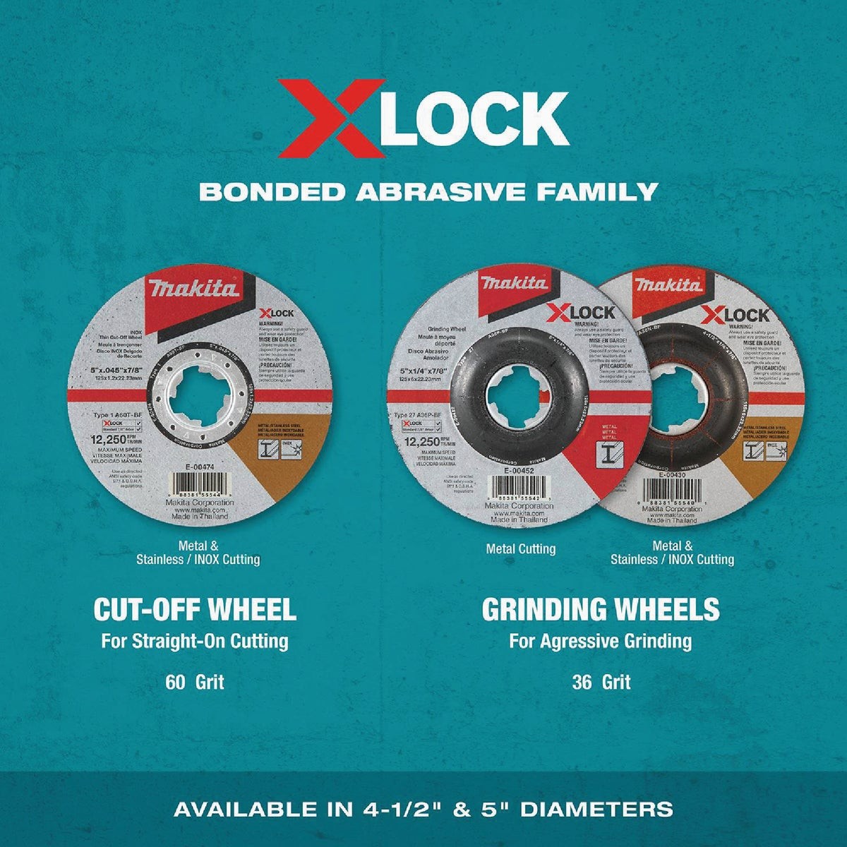 Makita X-LOCK Type 27 4-1/2 In. x 1/4 In. x 7/8 In. Metal/Stainless Grinding