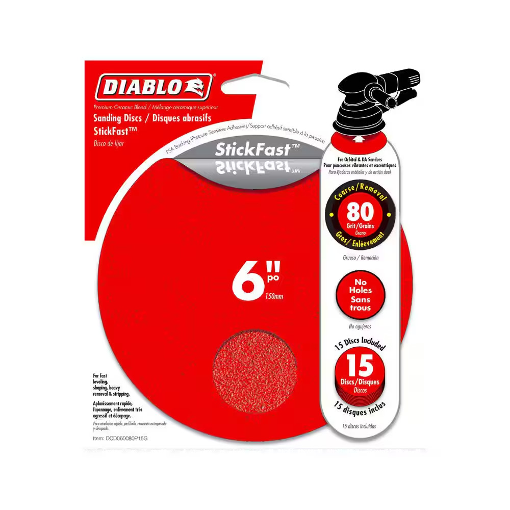 6 In. 80-Grit ROS Stickfast Sanding Discs