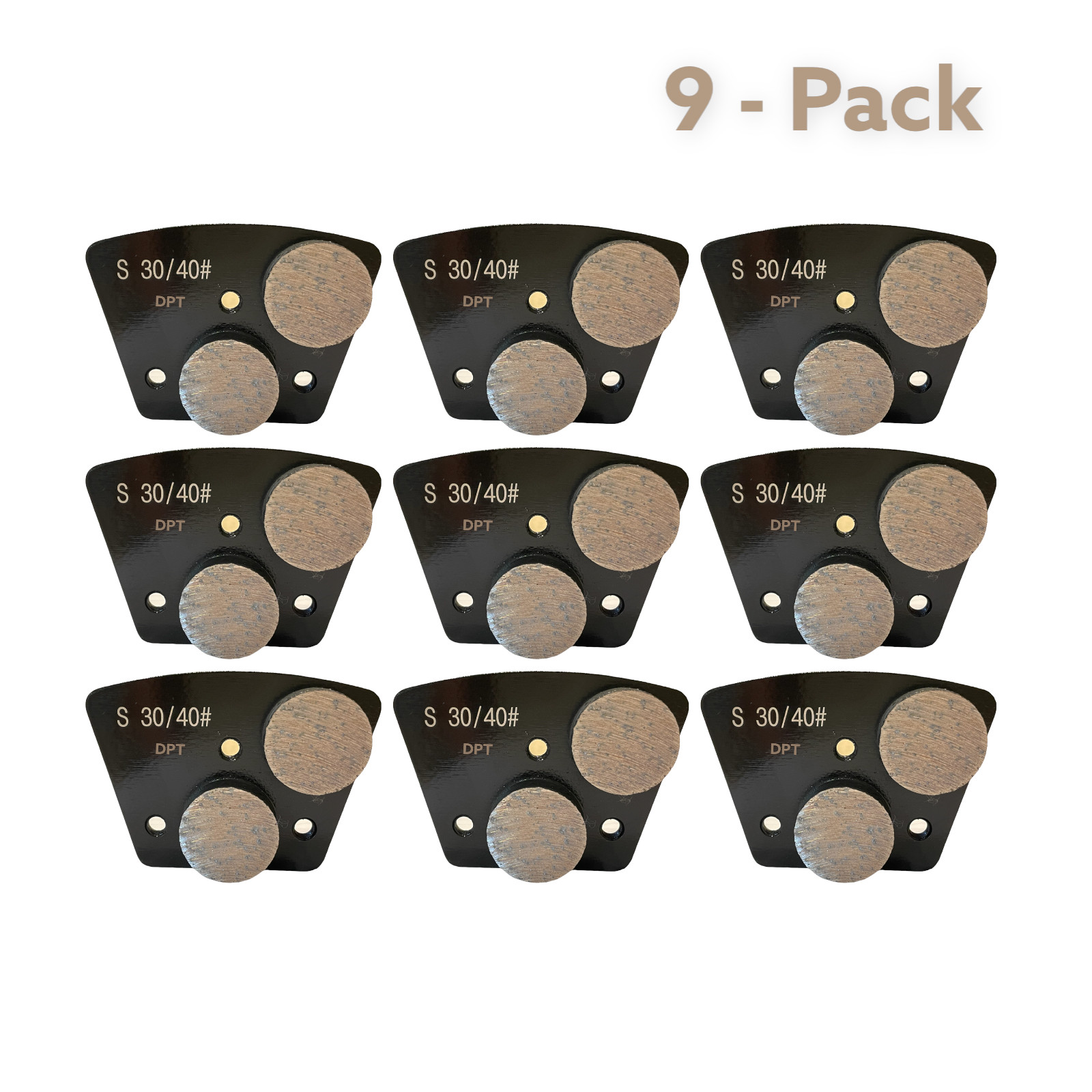 9 Pack Trapezoidal Grinding Discs for Bolt-on Concrete Grinder Hard Bond 30 Grit