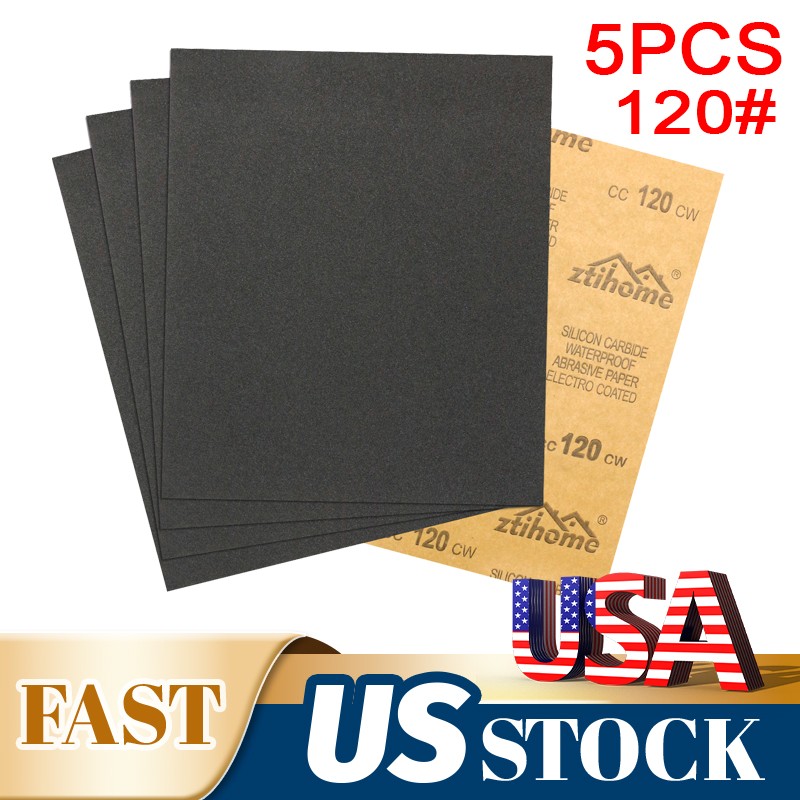 5pcs Sandpaper Wet Dry 120 grit 9*11″ Abrasive Sand Paper Sheets Wood Car Metal
