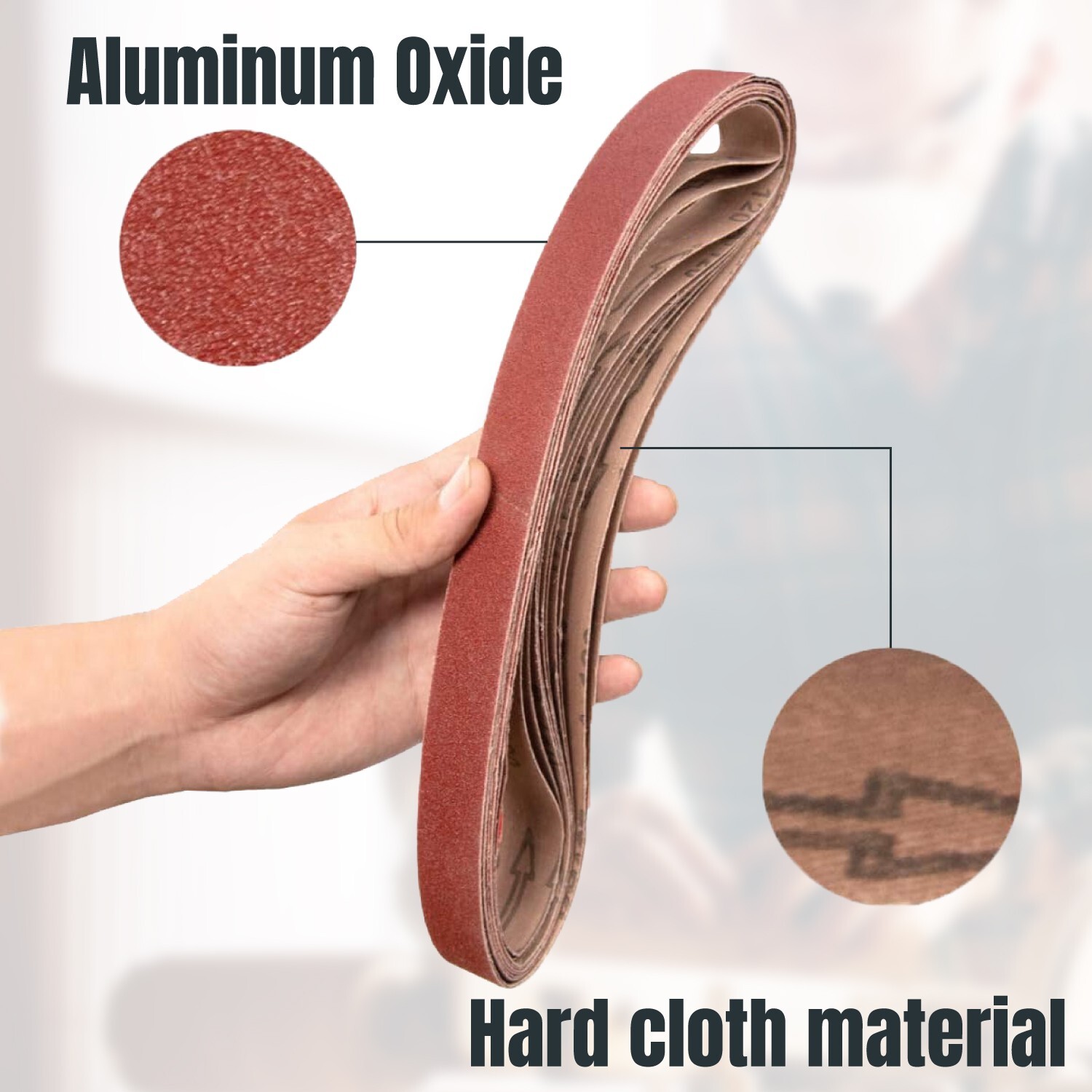 POWERTEC 1 x 42″ Sanding Belts 80 Grit Aluminum Oxide A/O Belts 10 pcs