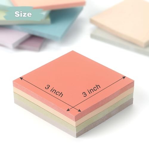 Sticky Notes 3×3 Inch, 12 Pack, 12 Assorted Vintage Color Self-Stick Notes