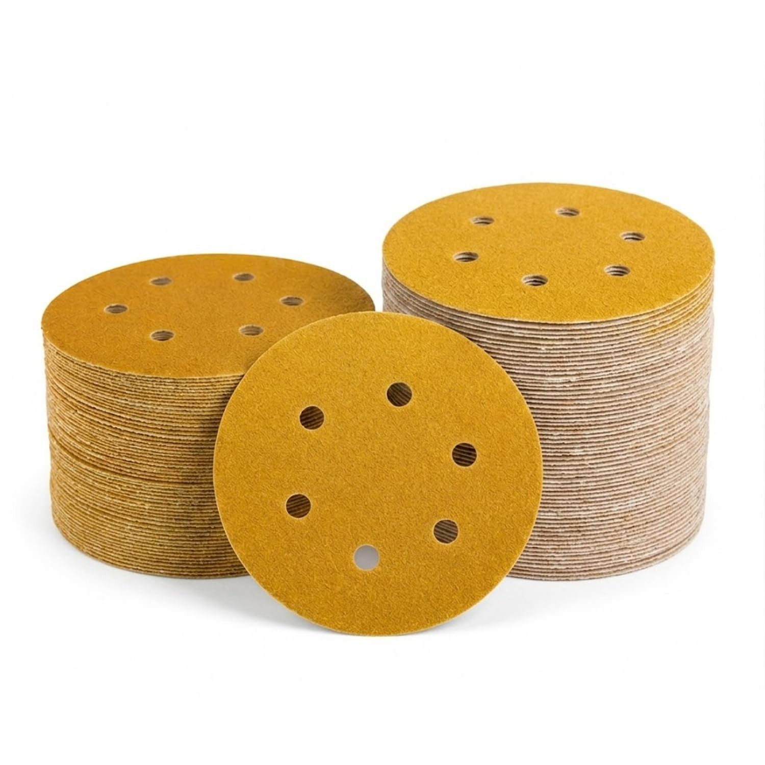 100 PCS 6 Inch 6 Hole Sanding Discs, 60/80/120/220/320 Grit, Hook and Loop