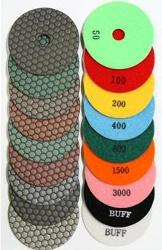 4″ (100mm) 10PCS DRY POLISHING PADS FOR STONE WHITE BUFF