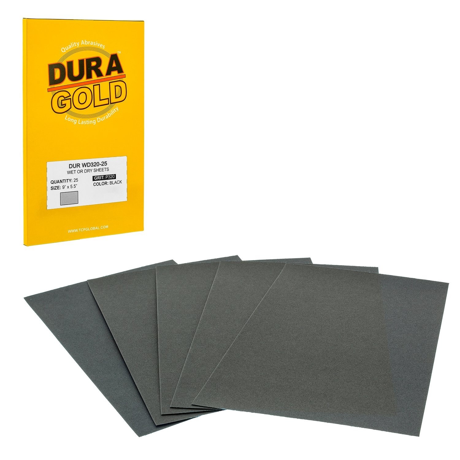 320 Grit Wet or Dry Sandpaper Sheets, 5-1/2″ x 9″, Box of 25 – Fine-Cut Sandi…