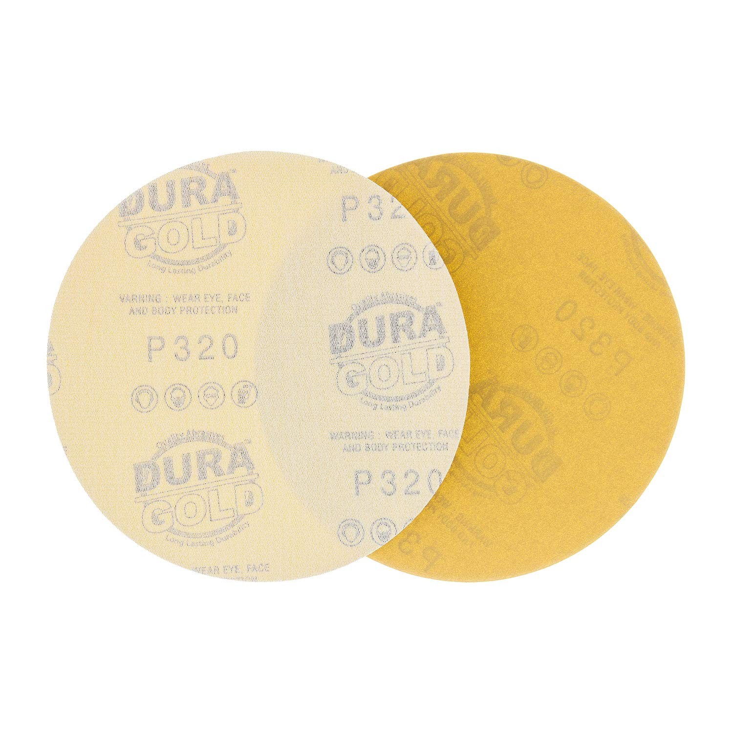 Dura-Gold Premium 320 Grit 6″ Gold Sandpaper Discs, No Hole Pattern 320-Grit
